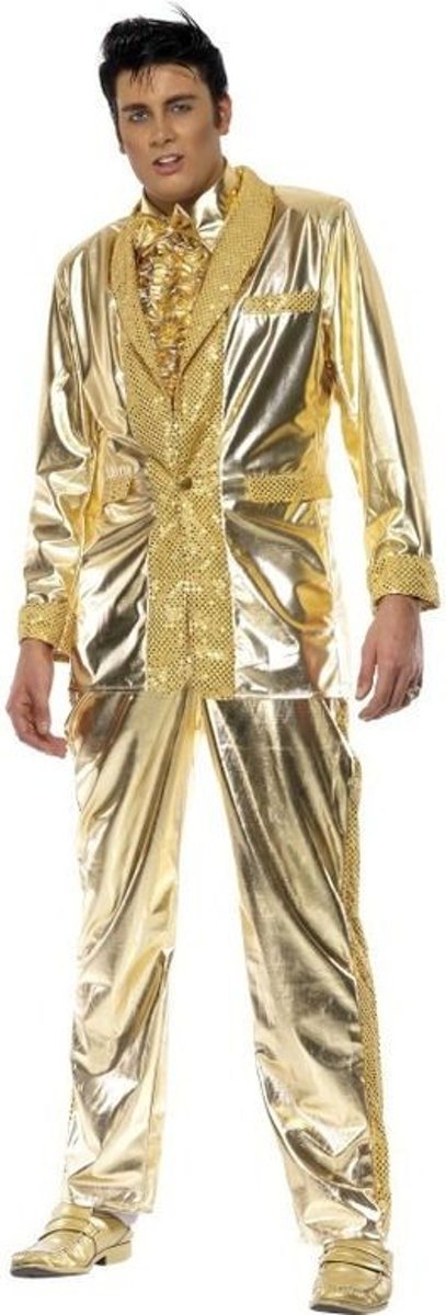 Rock & Roll Kostuum | Elvis Kostuum (Goud) Man | Large | Carnaval kostuum | Verkleedkleding